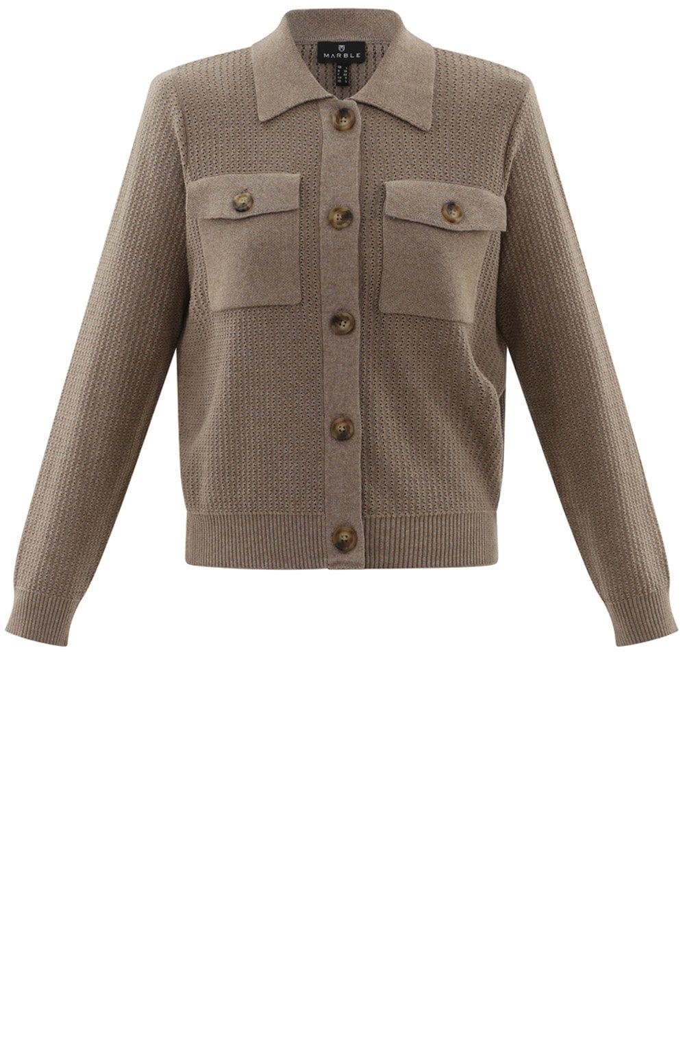 Toffee Brown Perforated Knit Cardigan