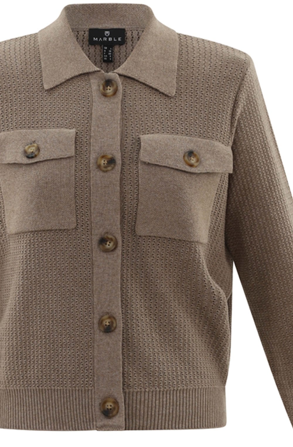 Toffee Brown Perforated Knit Cardigan