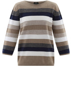 Toffee Brown Ribbed Knit Striped Jumper