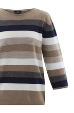 Toffee Brown Ribbed Knit Striped Jumper