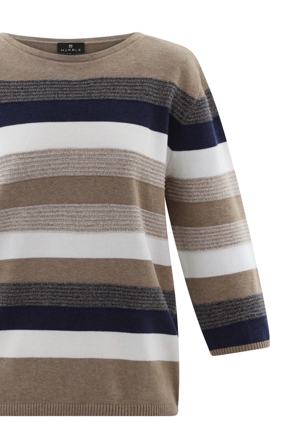 Toffee Brown Ribbed Knit Striped Jumper