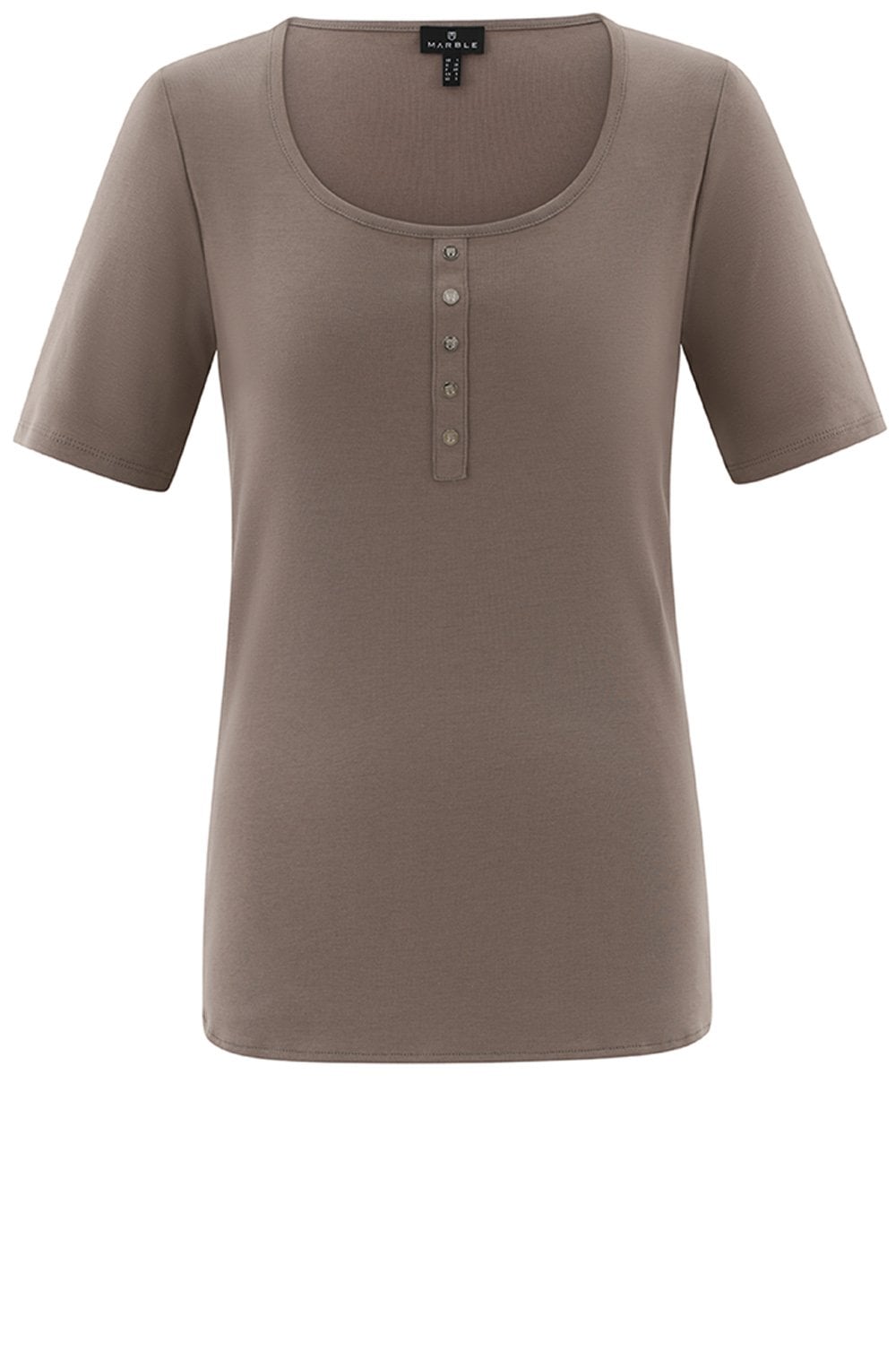 Toffee Brown Silver Button Detail T Shirt