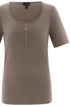 Toffee Brown Silver Button Detail T Shirt
