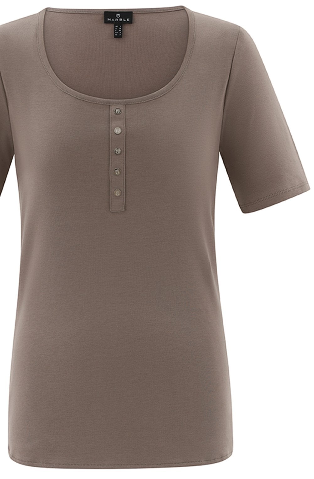 Toffee Brown Silver Button Detail T Shirt