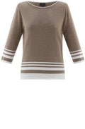 Toffee Brown Striped Hem Jumper