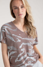 Toffee Semi Sheer Silver Foil Print Top