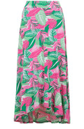 Tropical Print Asymmetrical Ruffle Skirt