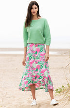 Tropical Print Asymmetrical Ruffle Skirt