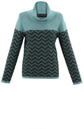 Turquoise Chevron Cowl Neck Jumper