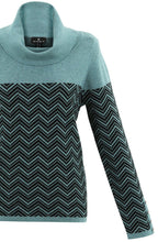 Turquoise Chevron Cowl Neck Jumper