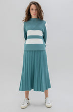 Turquoise Chunky Knit Block Stripe Jumper