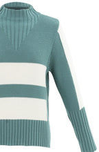 Turquoise Chunky Knit Block Stripe Jumper