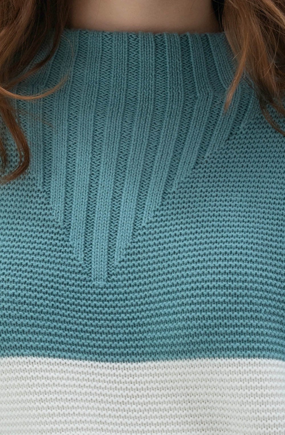 Turquoise Chunky Knit Block Stripe Jumper