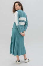 Turquoise Chunky Knit Block Stripe Jumper