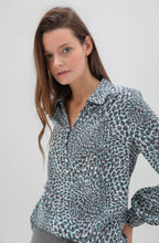 Turquoise Collared V Neck Blouse