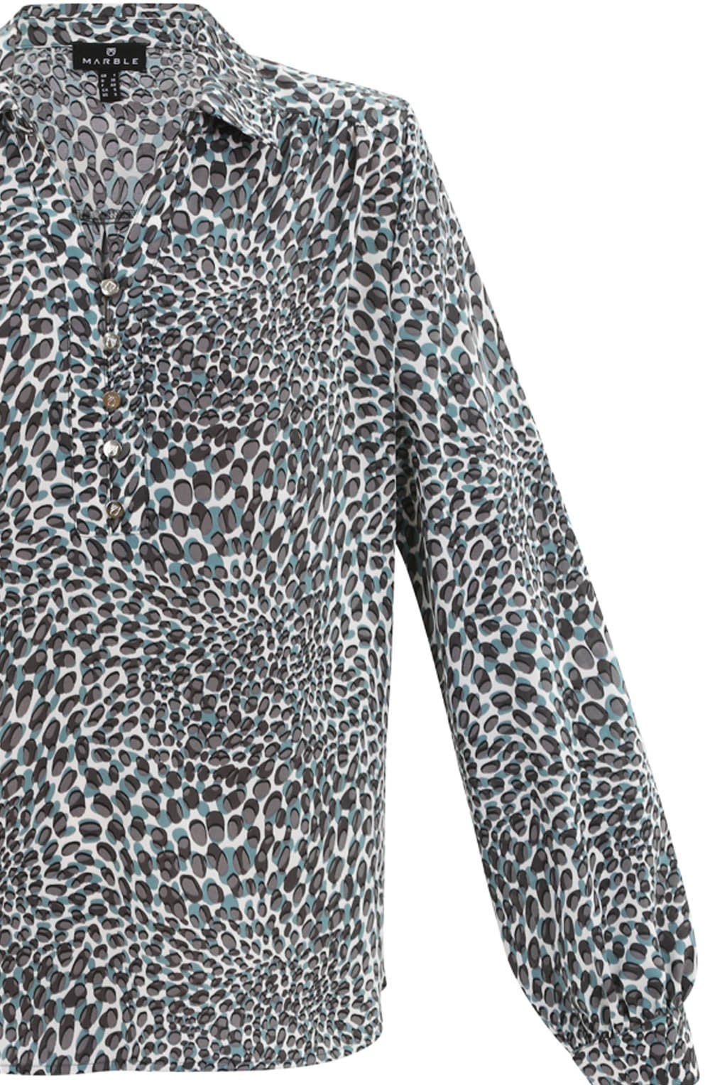 Turquoise Collared V Neck Blouse