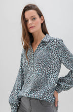Turquoise Collared V Neck Blouse