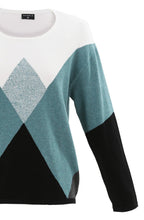 Turquoise Diamond Print Jumper