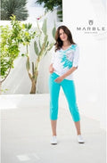 Turquoise Floral Design T Shirt