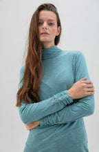 Turquoise Jersey Polo Neck Top