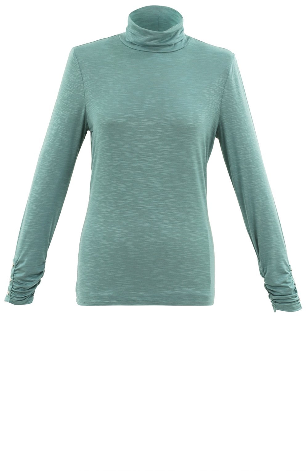 Turquoise Jersey Polo Neck Top