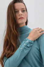 Turquoise Jersey Polo Neck Top