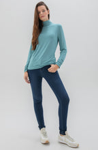 Turquoise Jersey Polo Neck Top