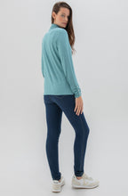 Turquoise Jersey Polo Neck Top