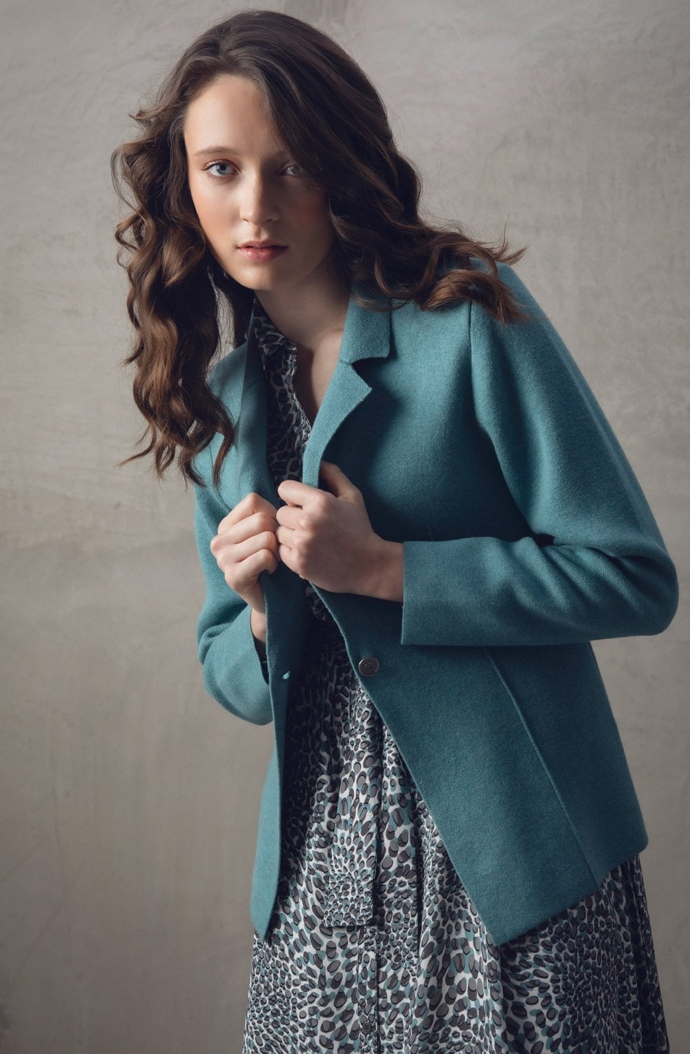Turquoise Knitted Blazer