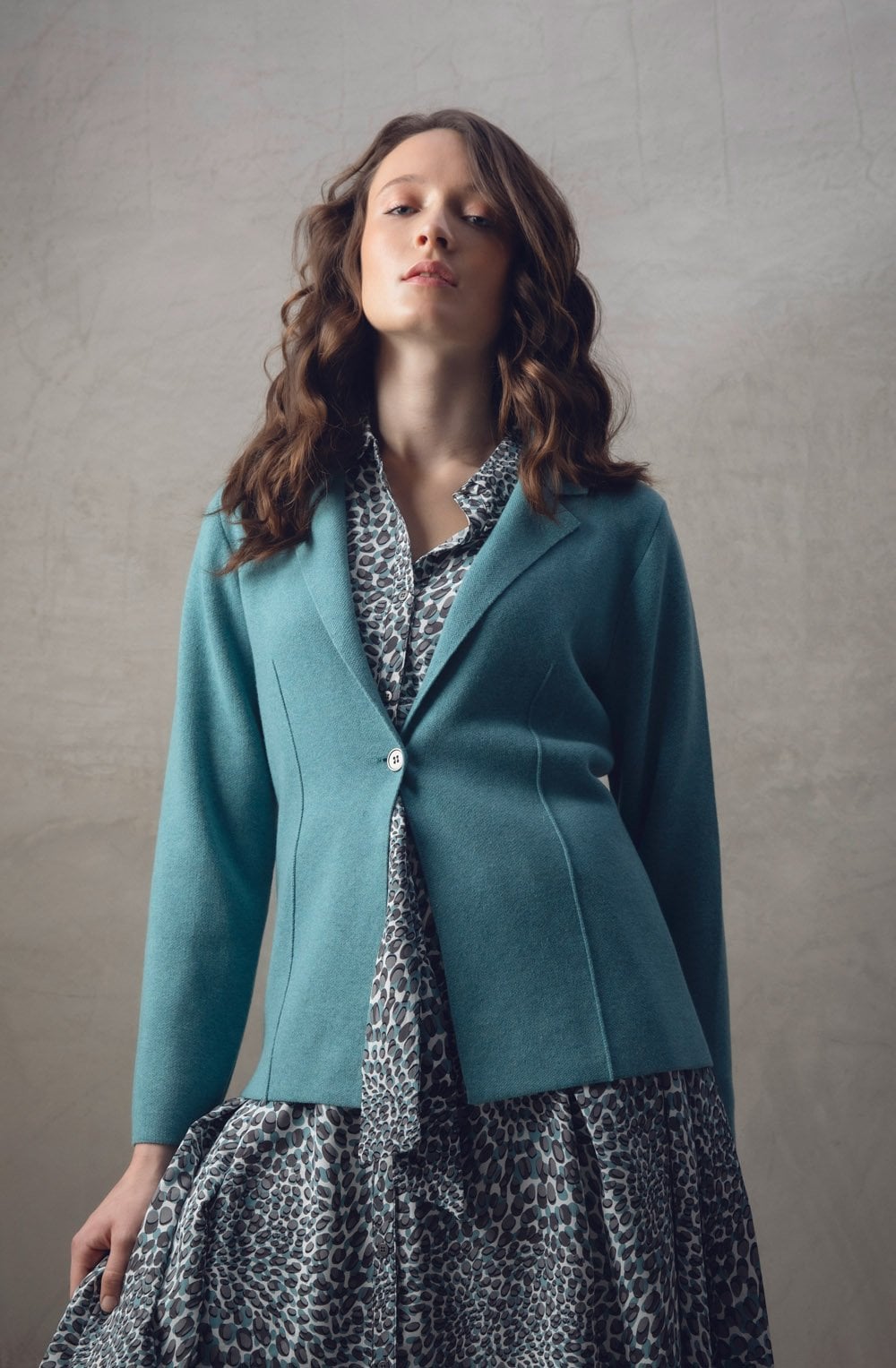 Turquoise Knitted Blazer