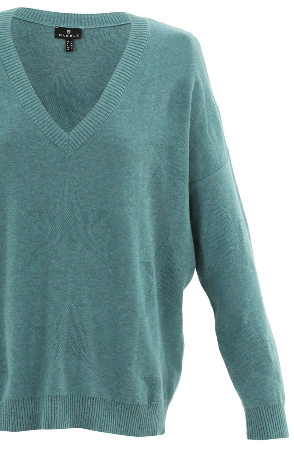 Turquoise Star Pattern Oversized Jumper