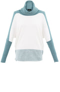 Turquoise & White Cowl Neck Jumper