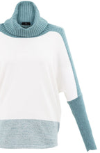 Turquoise & White Cowl Neck Jumper