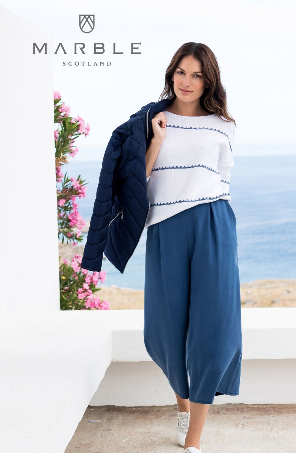 Marble White and Blue striped Jumper