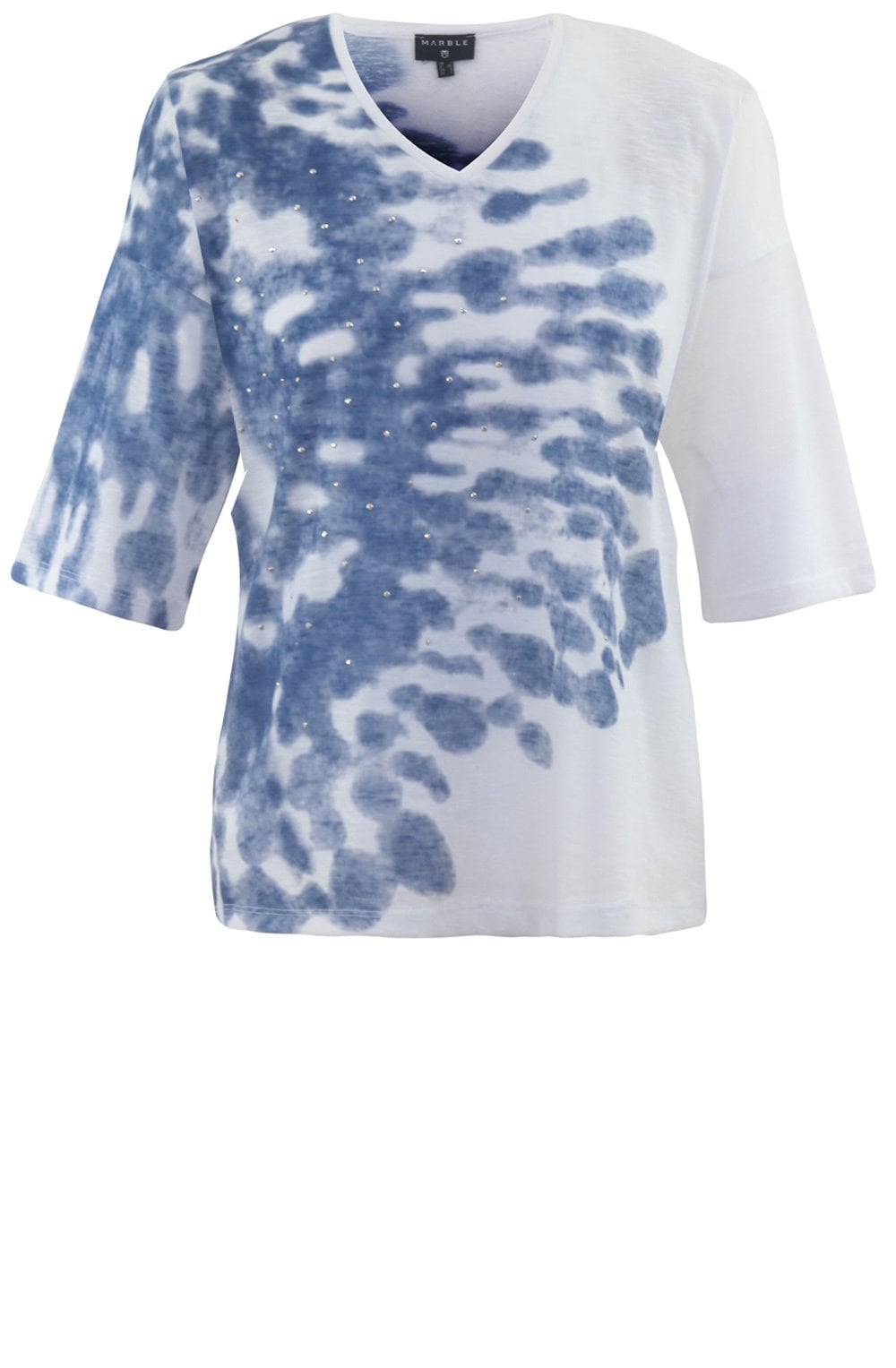 Marble white and blue Top