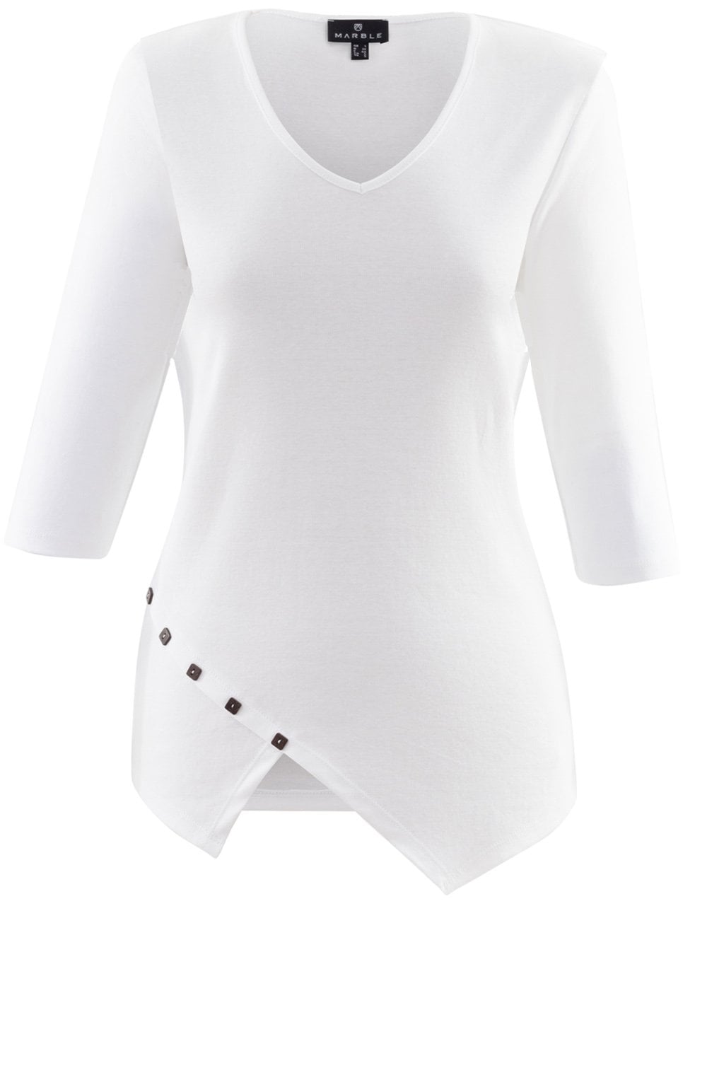 White Asymmetric Hem T Shirt