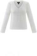 White Contrasting Knit V Neck Jumper