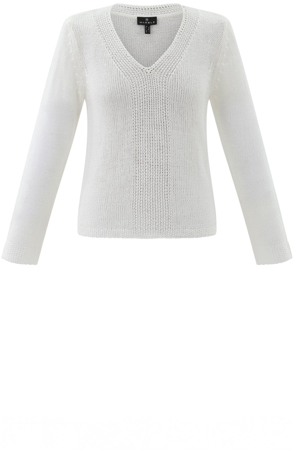 White Contrasting Knit V Neck Jumper