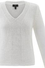 White Contrasting Knit V Neck Jumper