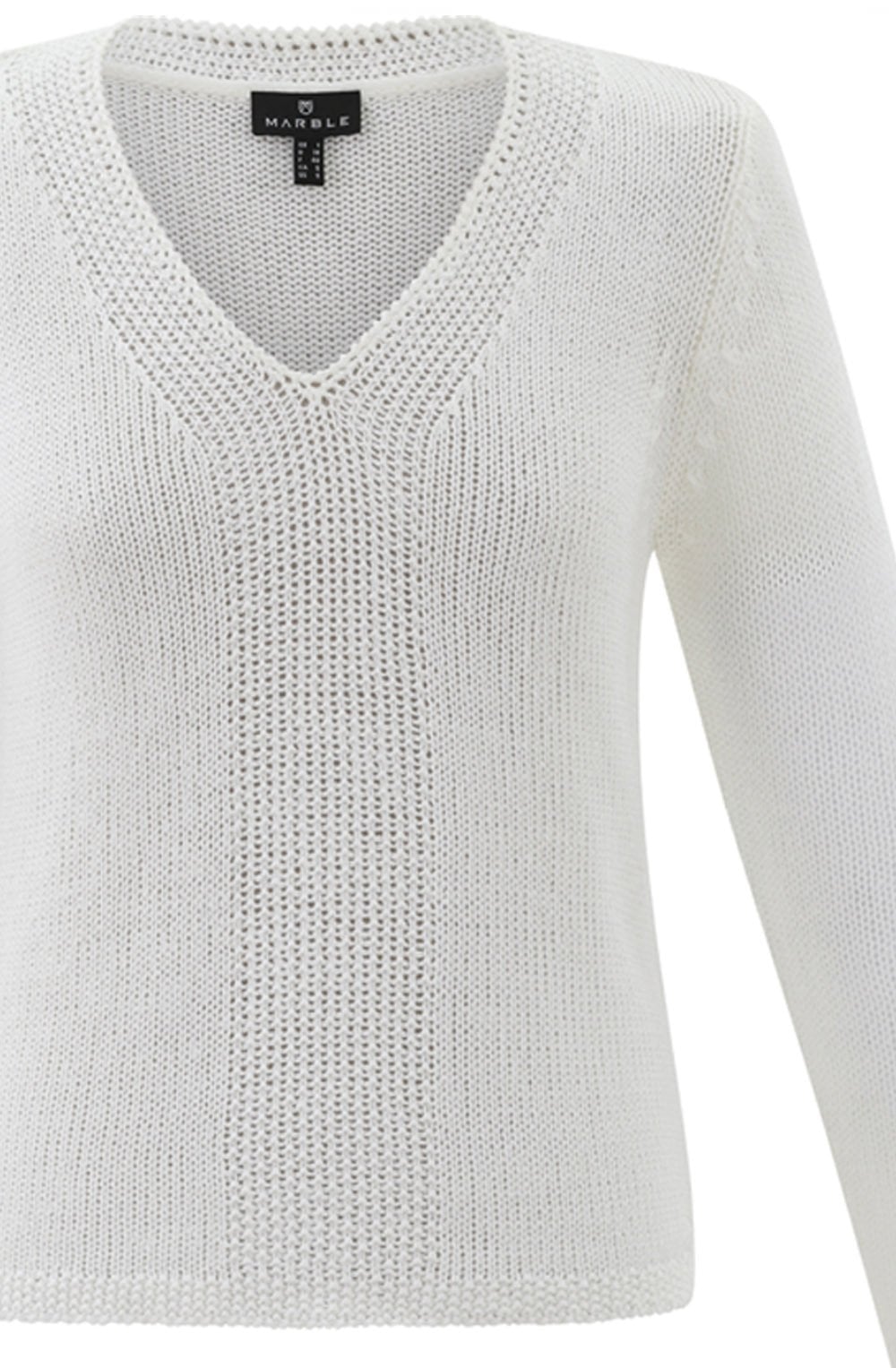 White Contrasting Knit V Neck Jumper
