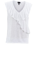 White Cross Over Ruffle Top