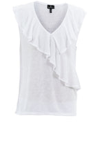 White Cross Over Ruffle Top