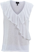 White Cross Over Ruffle Top