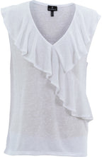 White Cross Over Ruffle Top