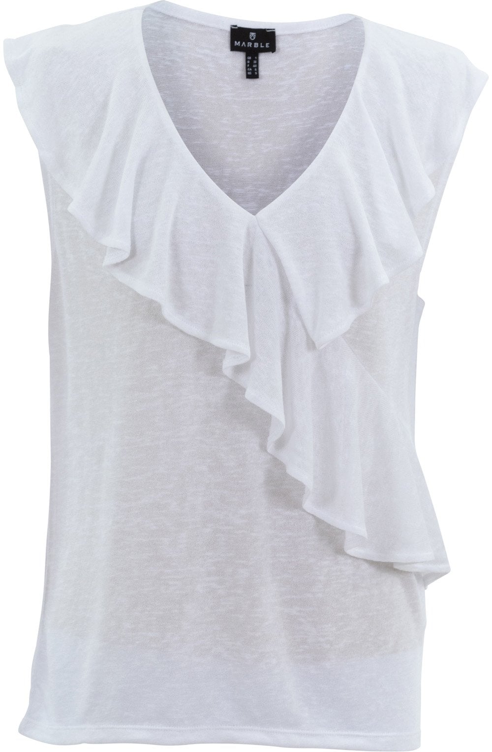 White Cross Over Ruffle Top