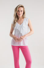 White Cross Over Ruffle Top