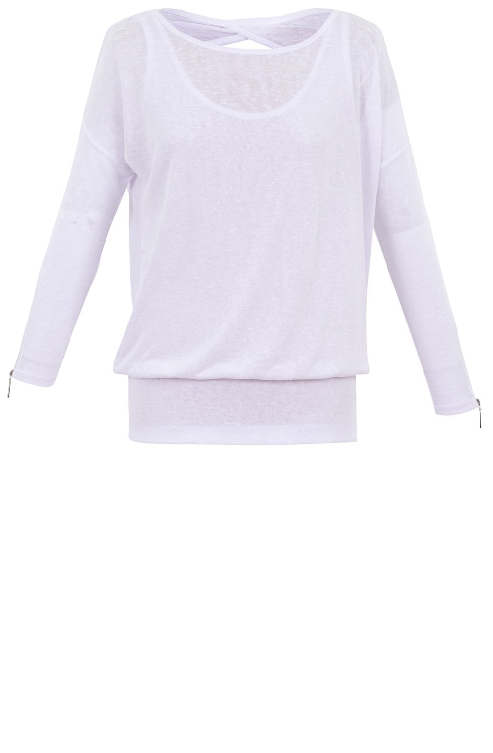 White Double Layered Semi Sheer Top