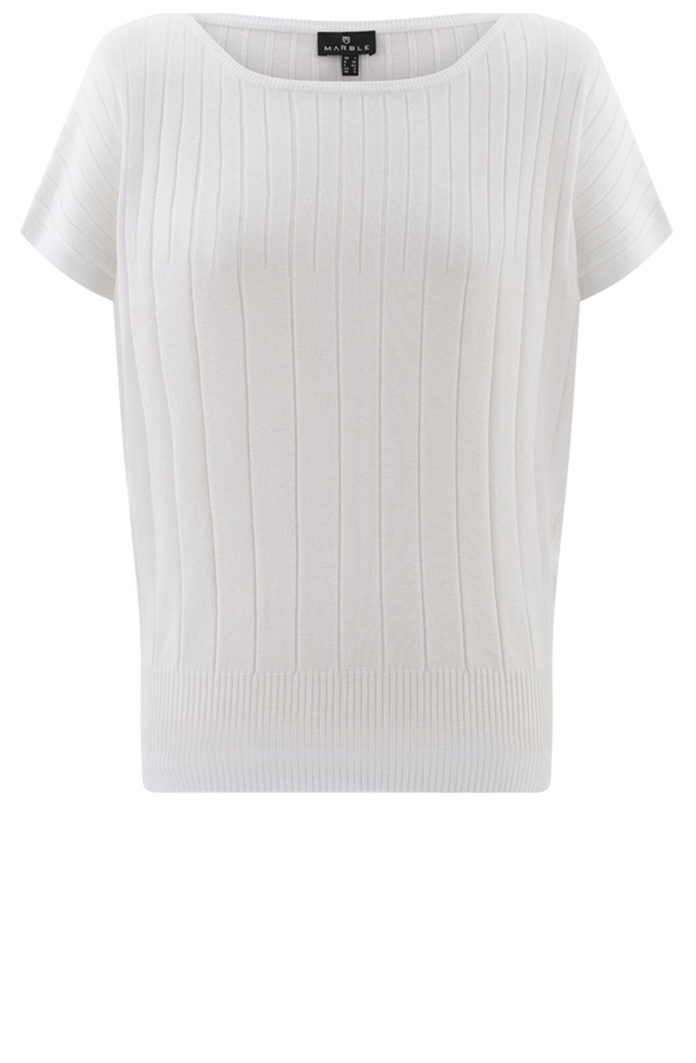 White Fitted Hem Ribbed Jumper