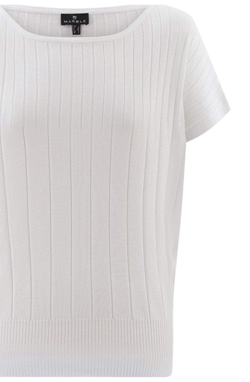 White Fitted Hem Ribbed Jumper