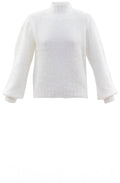 White Fluffy Balloon Sleeved Jumper